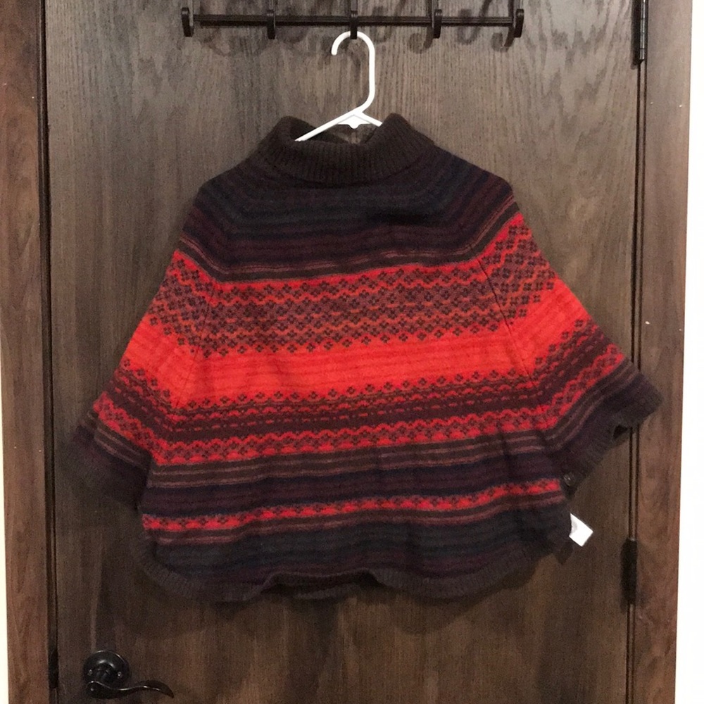 Tribal Print Wool Poncho/Sweater